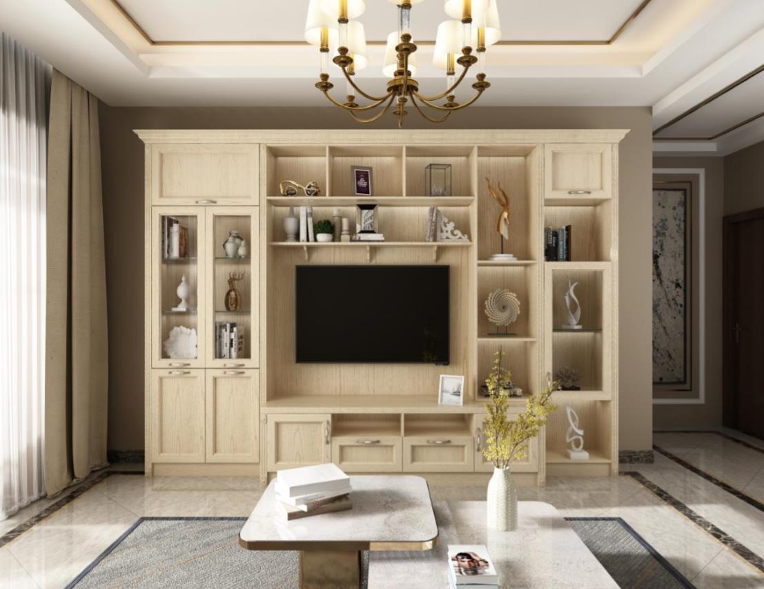 全鋁電視柜-01（風(fēng)格：簡(jiǎn)歐；顏色：暖白）