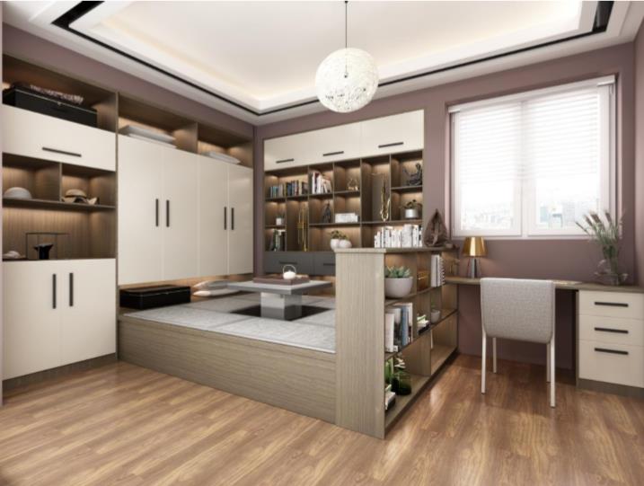 全鋁榻榻米-02（風格：現代；顏色：暖白胡桃）